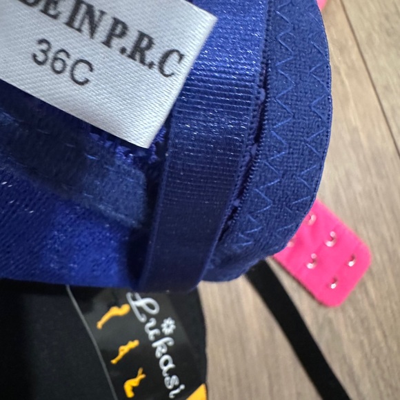 Set of Three Lace Bras in Pink, Blue, and Black - Picture 4 of 5